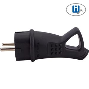 Вилка электрическая однофазная с ушком каучук UNIVersal 0003