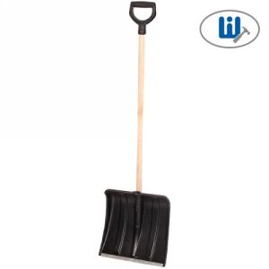 Лопата для снега пластмассова, дер. черенок, V-образная ручка 350х350мм