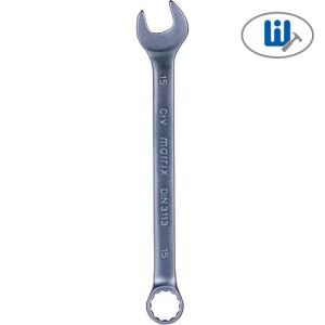 Ключ комбинированный, 15 мм, CrV, матовый хром// Matrix 15111