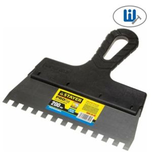 Stayer Шпатель зубч.нерж.плас.руч. L200мм, зуб8х8