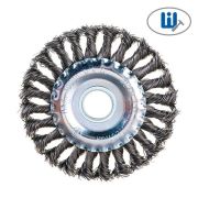 Щетка для УШМ 125 мм, посадка 22,2 мм, плоская, крученая металлическая проволока Сибртех арт 746327