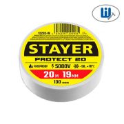 Изолента ПВХ, STAYER PROTECT-20, 19 мм х 20 м, 5 000 В, белая,  Professional (12292-W)