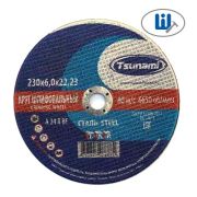 Круг шлифовальный Tsunami тип 1 230х6х22 мм, A 24 R BF L мет.