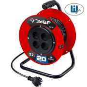 Удлинитель на катушке ЗУБР ПВС-207, ПВС, 2 х 0.75 мм2, 20 м, 2200 Вт, (55083-20)