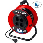 Удлинитель на катушке ЗУБР ПВС-207, ПВС, 2 х 0.75 мм2, 50 м, 2200 Вт, (55083-50)