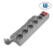 Удлинитель с сетевым фильтром 5х5м 10А IP21 ПВС 3х0.75 сер. Союз 1330