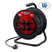 Силовой удлинитель на катушке MIRAX ПВС, 3 х 2.5 мм2, 50 м, 3500 Вт, IP44, (55051-50)