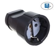 Розетка переносная 16А 250В с заземл. ПВХ-облив черн. (еврослот) UNIVersal ОА1020